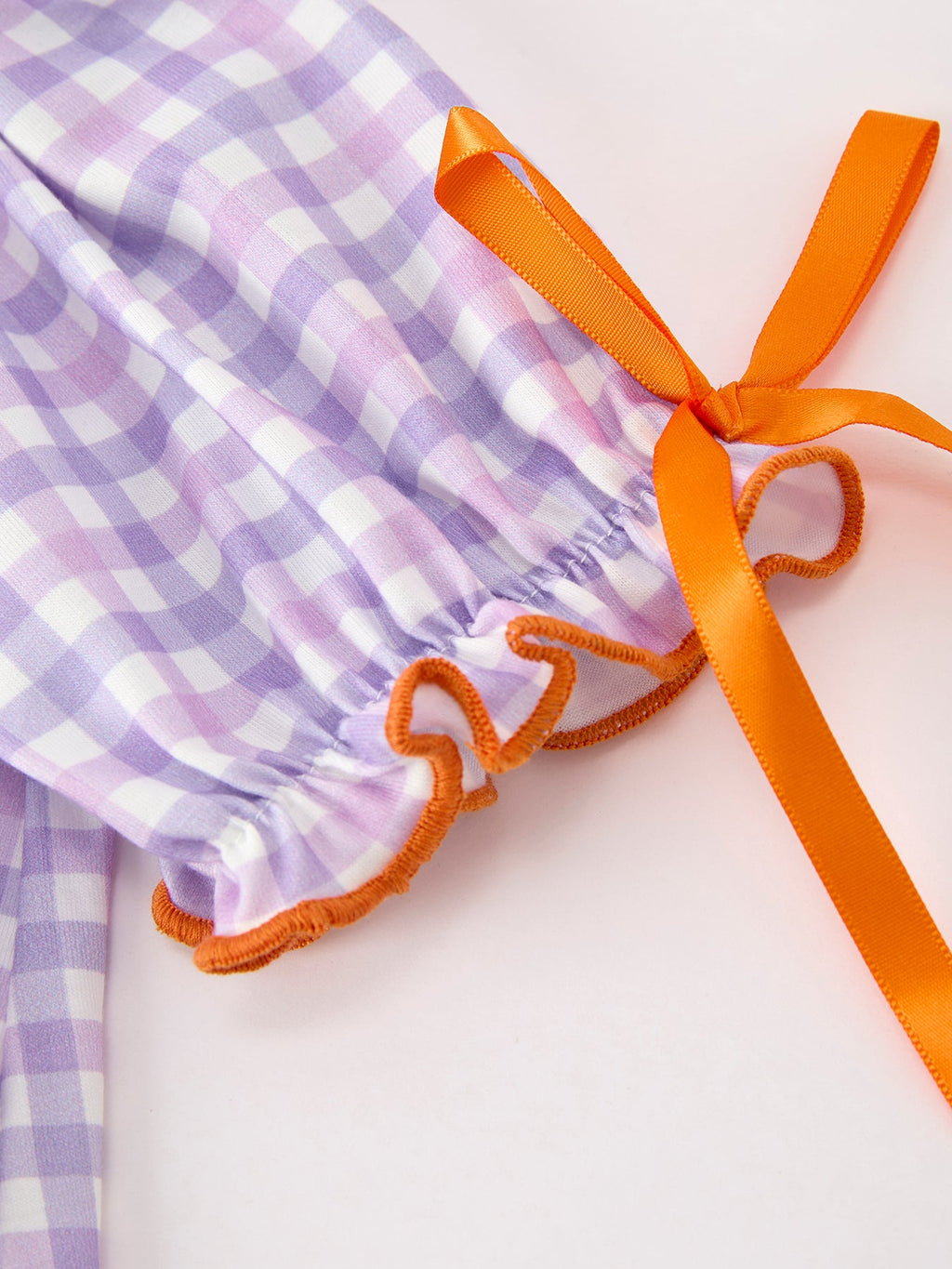 Halloween Ghost Plaid Bow Scallop Girls Dress