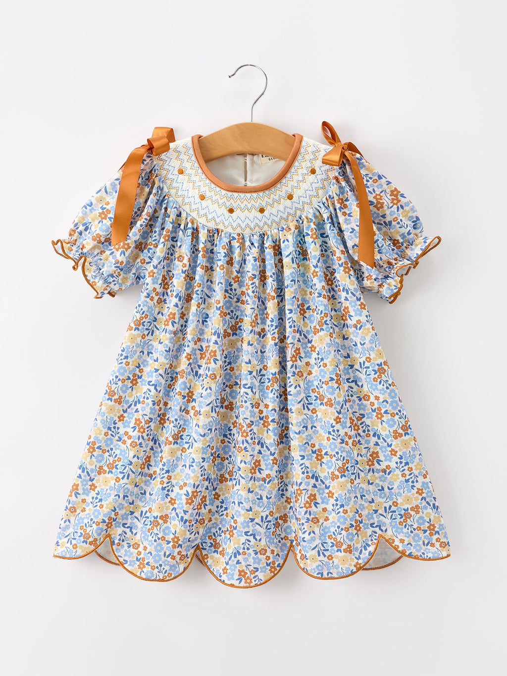 Fall Floral Smocked Girls Dress