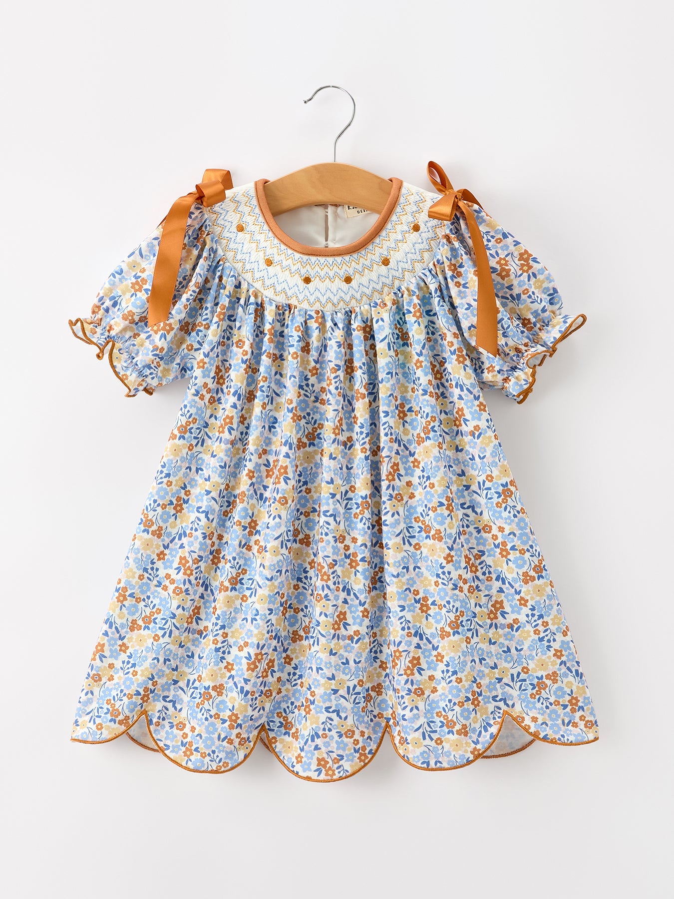 Fall Floral Smocked Girls Dress