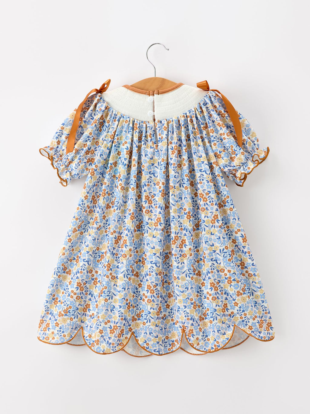 Fall Floral Smocked Girls Dress
