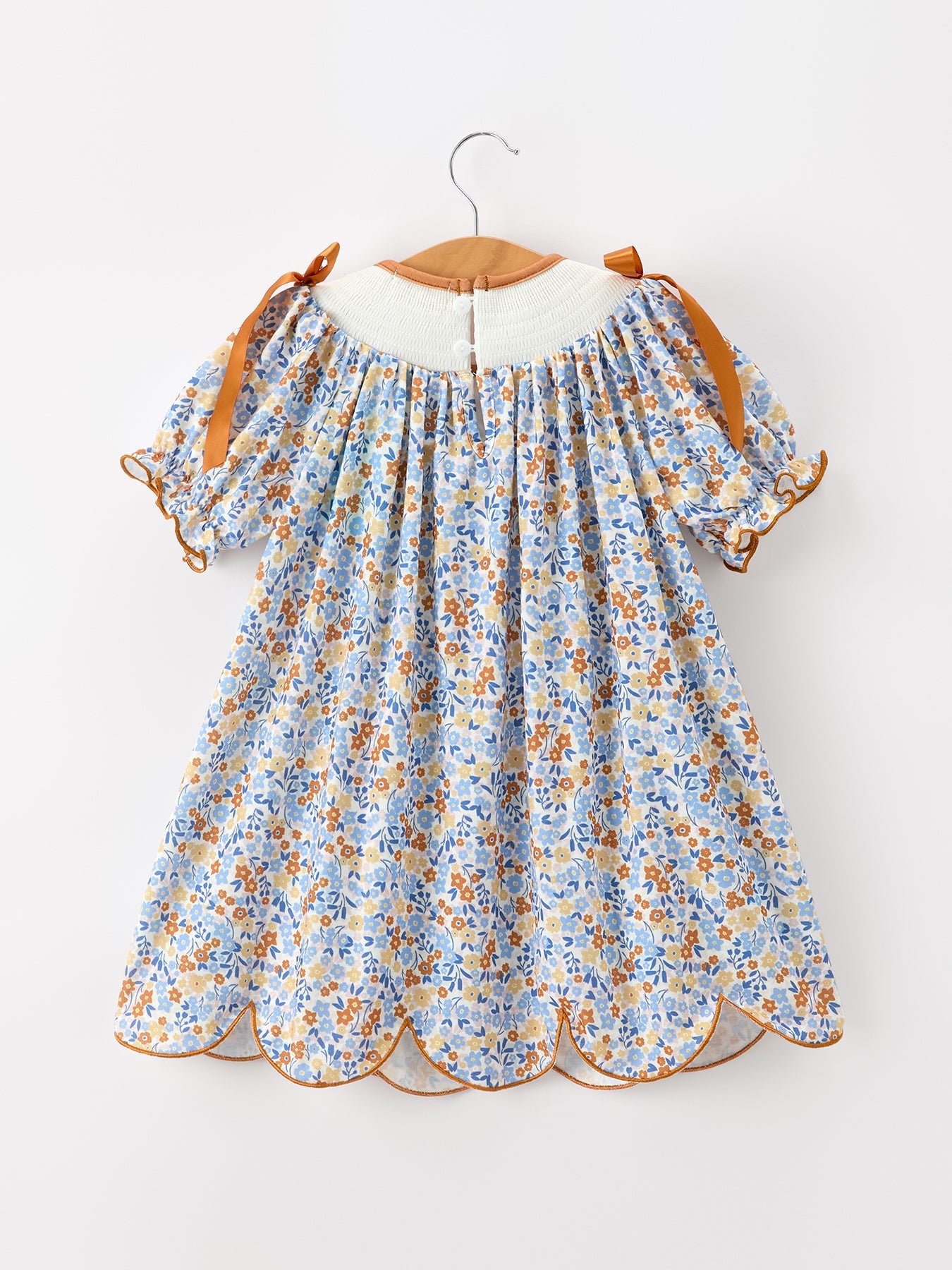 Fall Floral Smocked Girls Dress