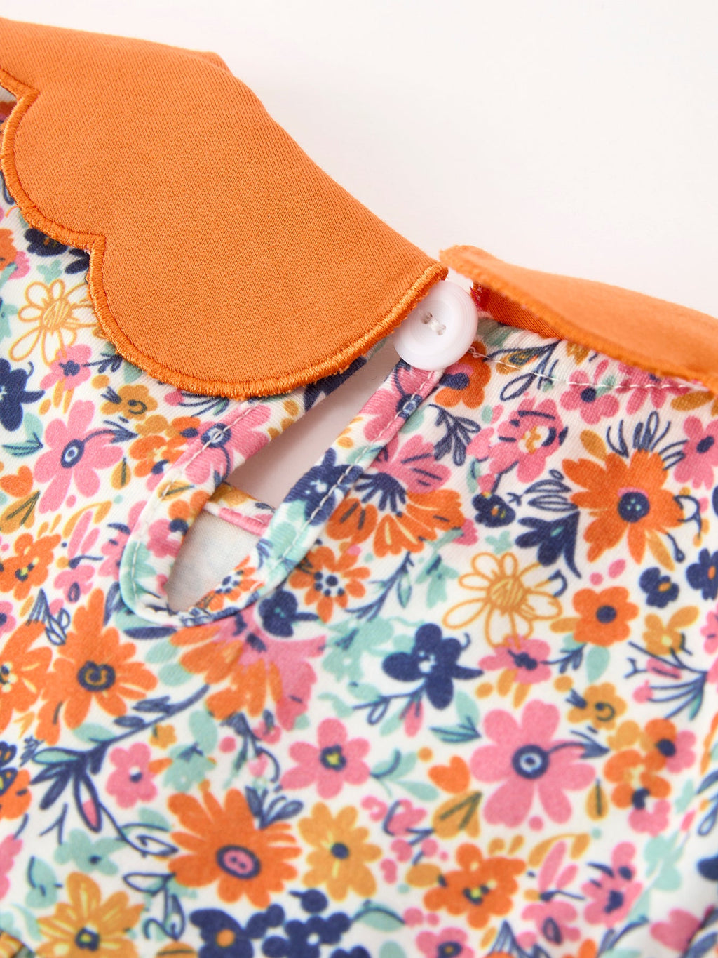 Fall Floral Smocked Petals Collar Girls Dress