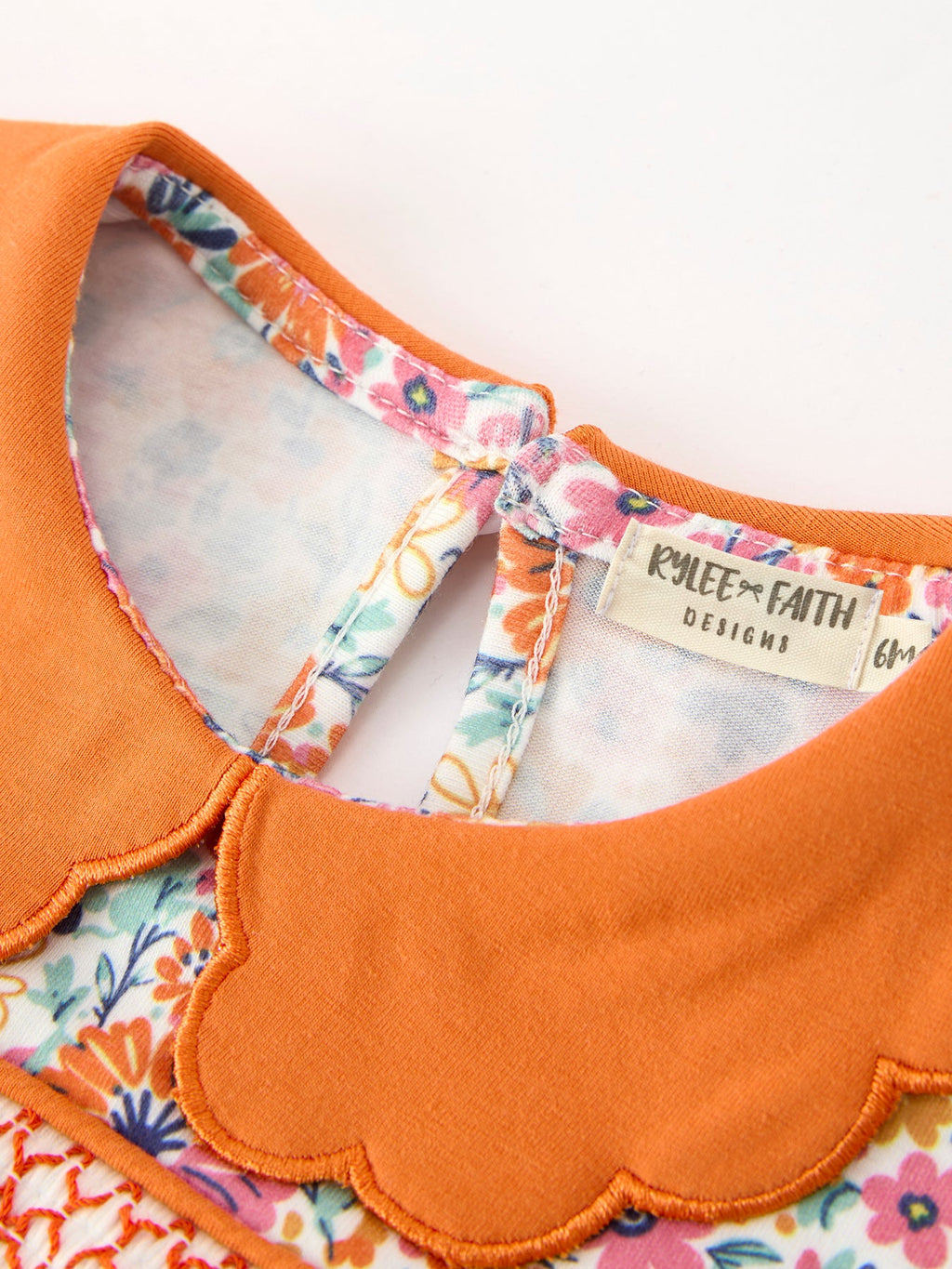 Fall Floral Smocked Petals Collar Girls Bubble Romper