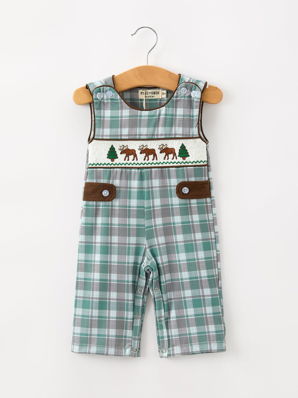 Plaid Moose Smocked Baby Boy JonJon