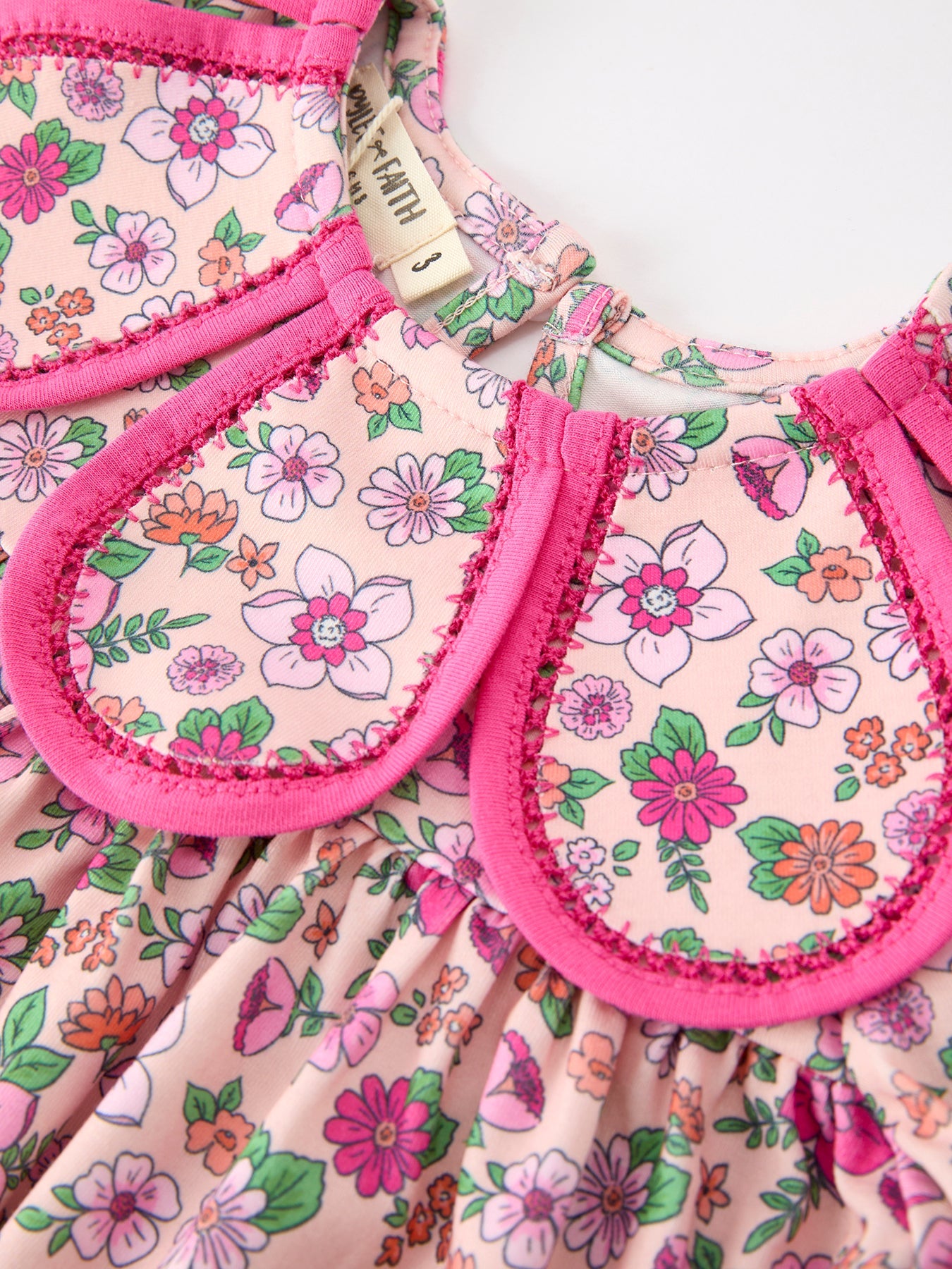 Hot Pink Floral Petals Collar Girl Dress