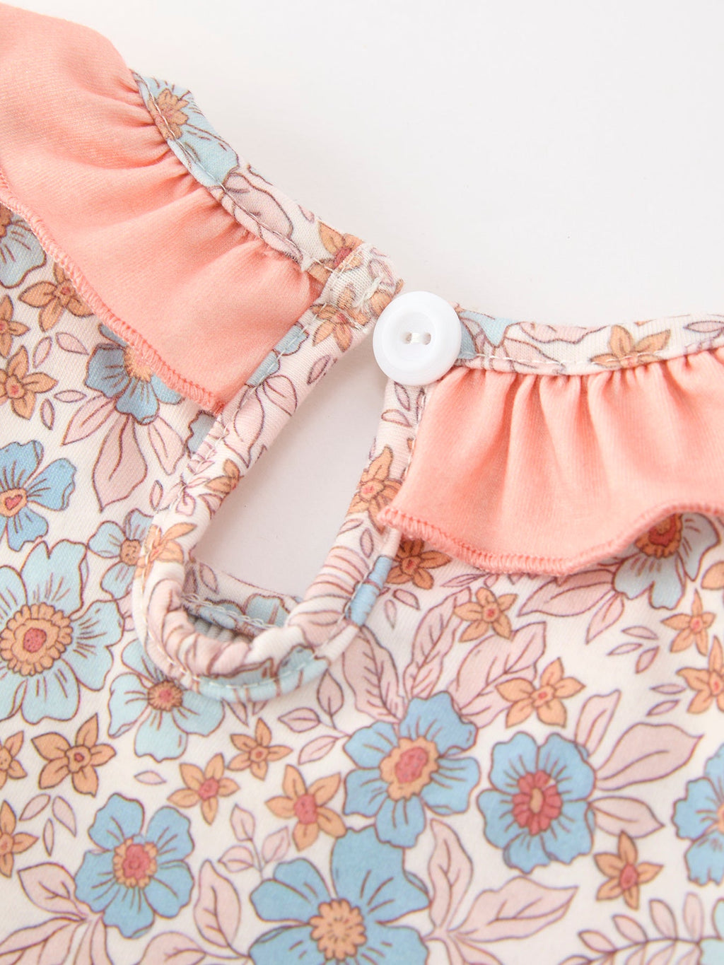 Fall Floral Girls Dress Smocked Ruffle Neck Bow