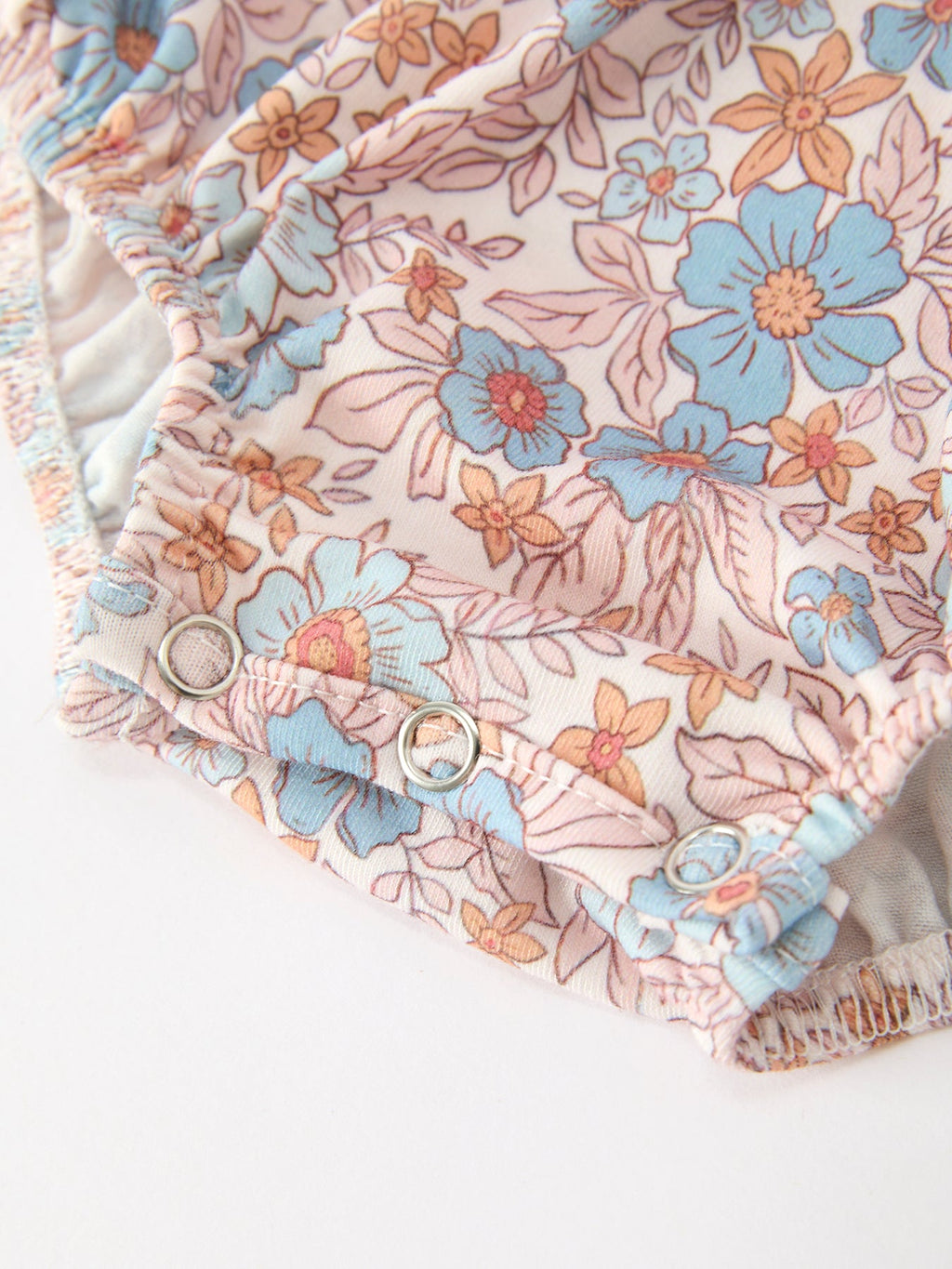 Fall Floral Baby Romper Smocked Ruffle Neck Bow