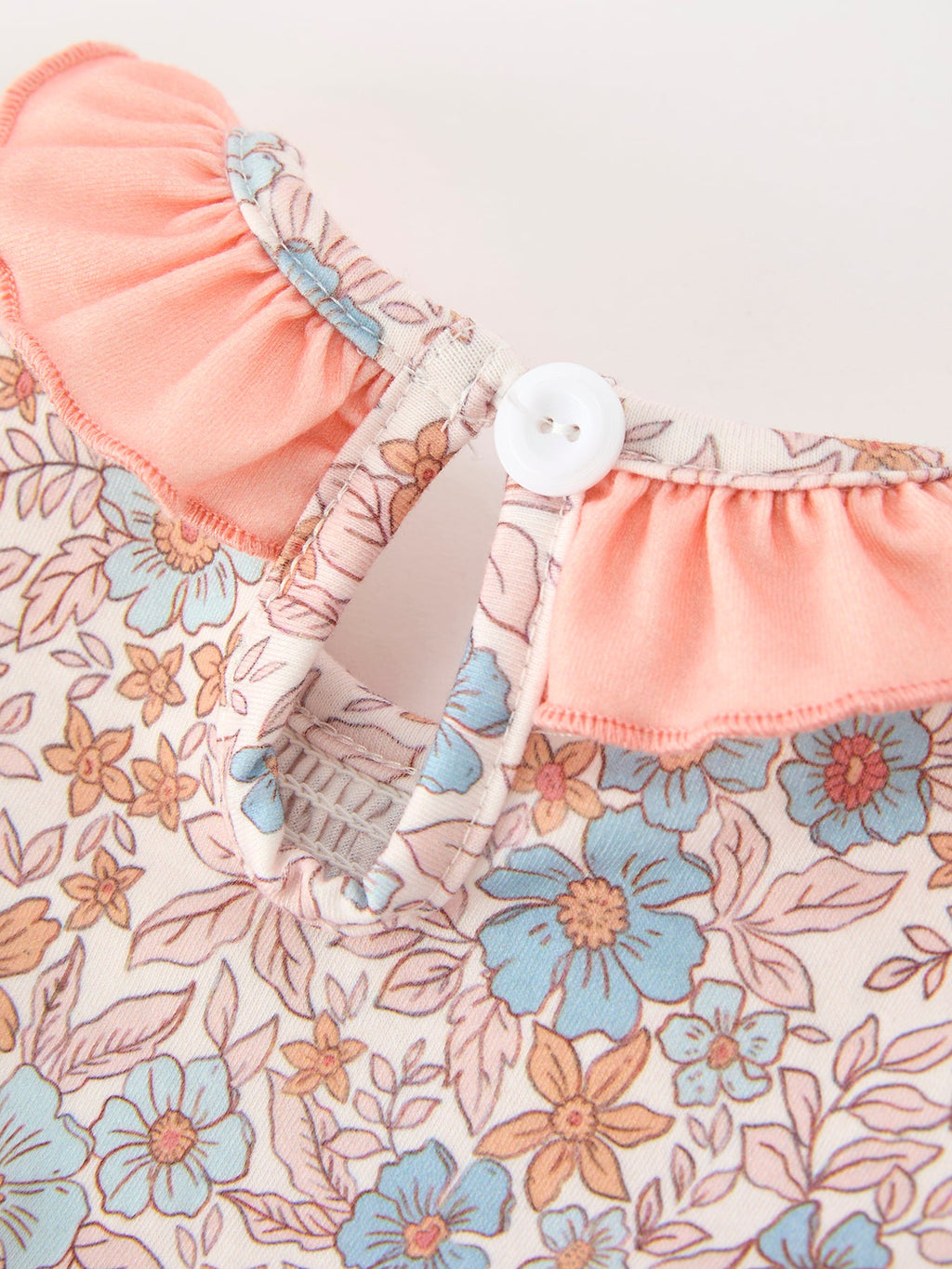 Fall Floral Baby Romper Smocked Ruffle Neck Bow