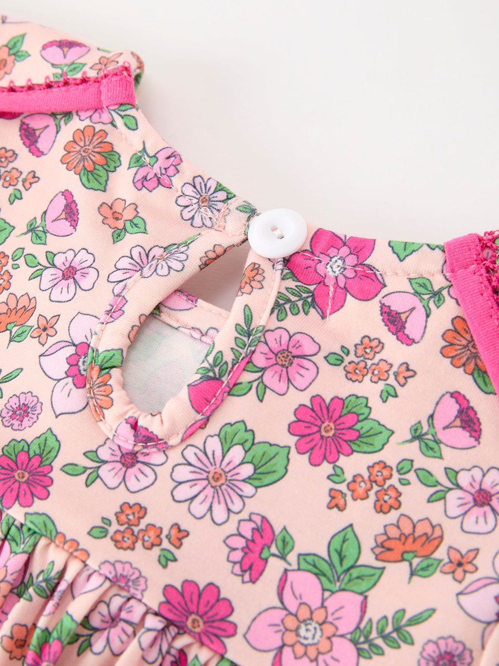 Hot Pink Floral Petals Collar Girl Dress