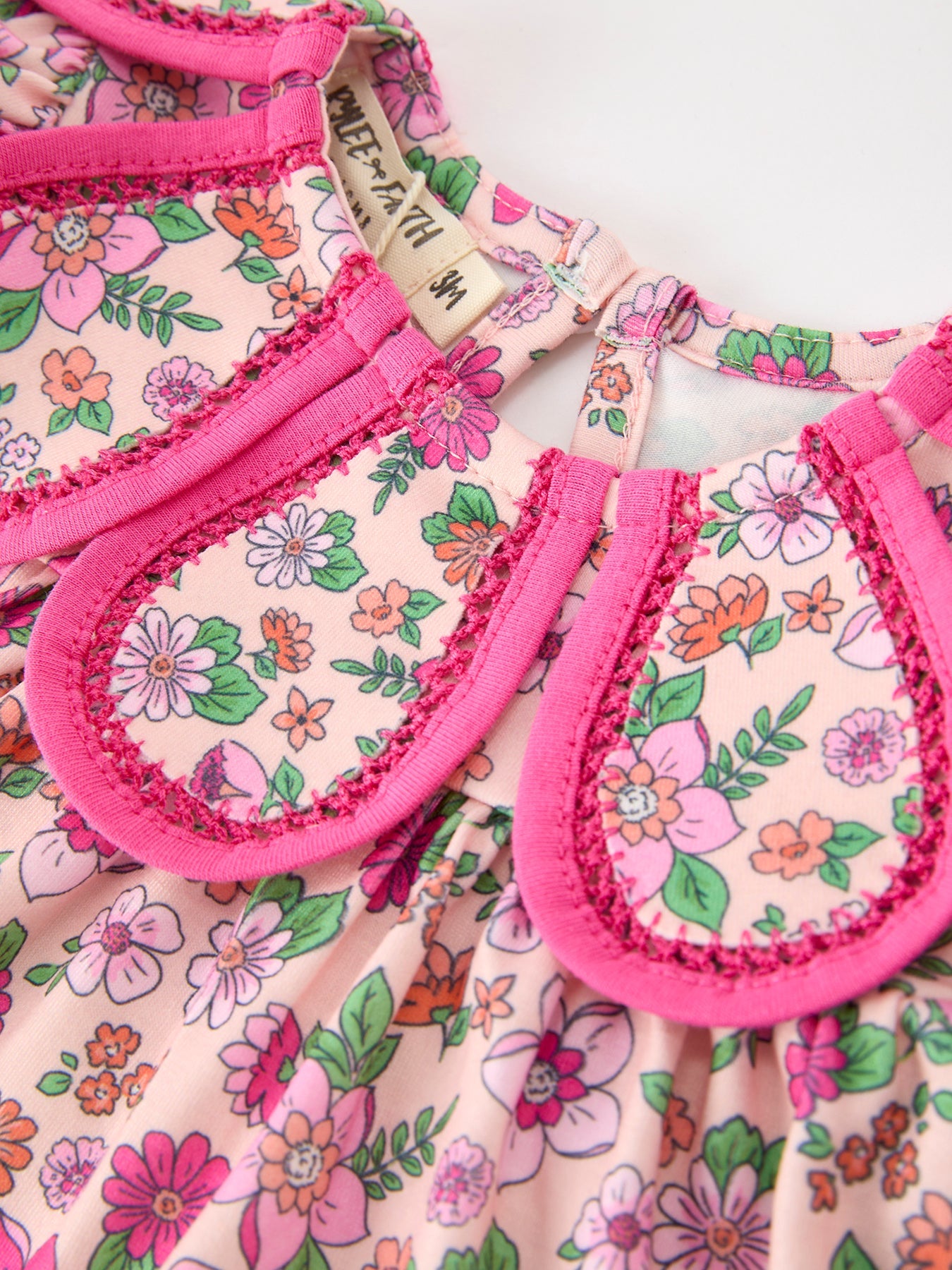 Hot Pink Floral Petals Collar Girl Bloomer Set