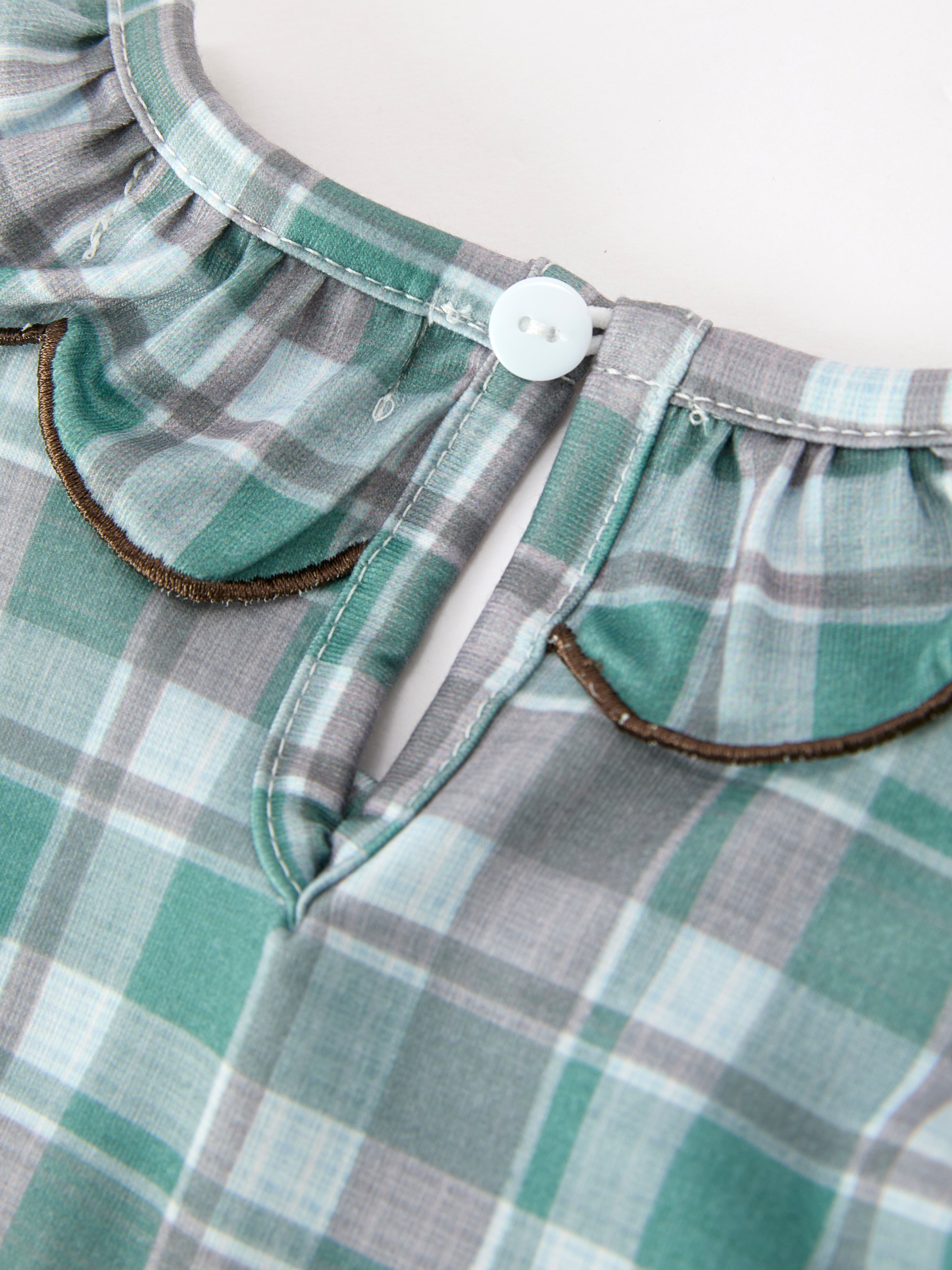 Plaid Moose Smocked Girls Puff Sleeve Dress