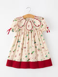 Fall Gingham Girls Dress Ruffle Collar Bow
