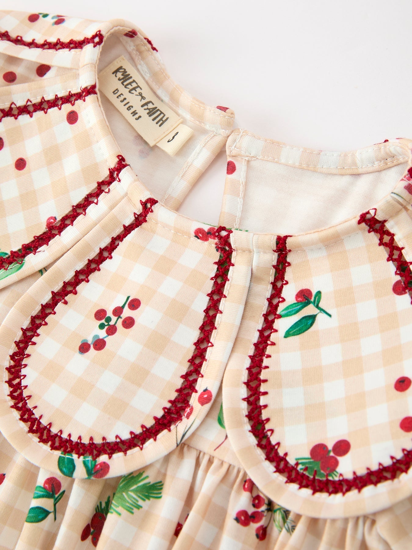 Fall Gingham Girls Dress Ruffle Collar Bow