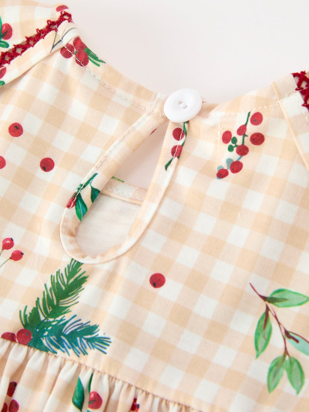 Fall Gingham Girls Dress Ruffle Collar Bow