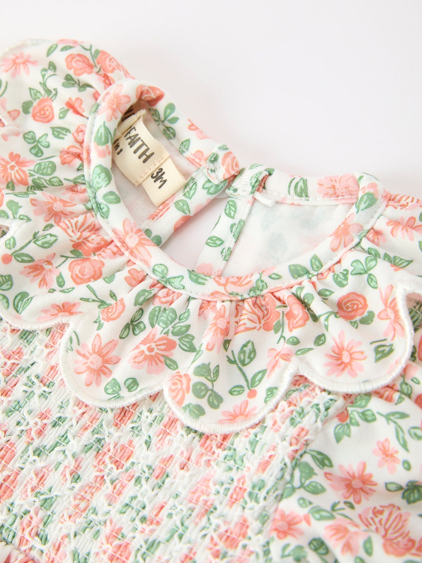 Fall Blush Floral Baby Romper Smocked Petal Collar
