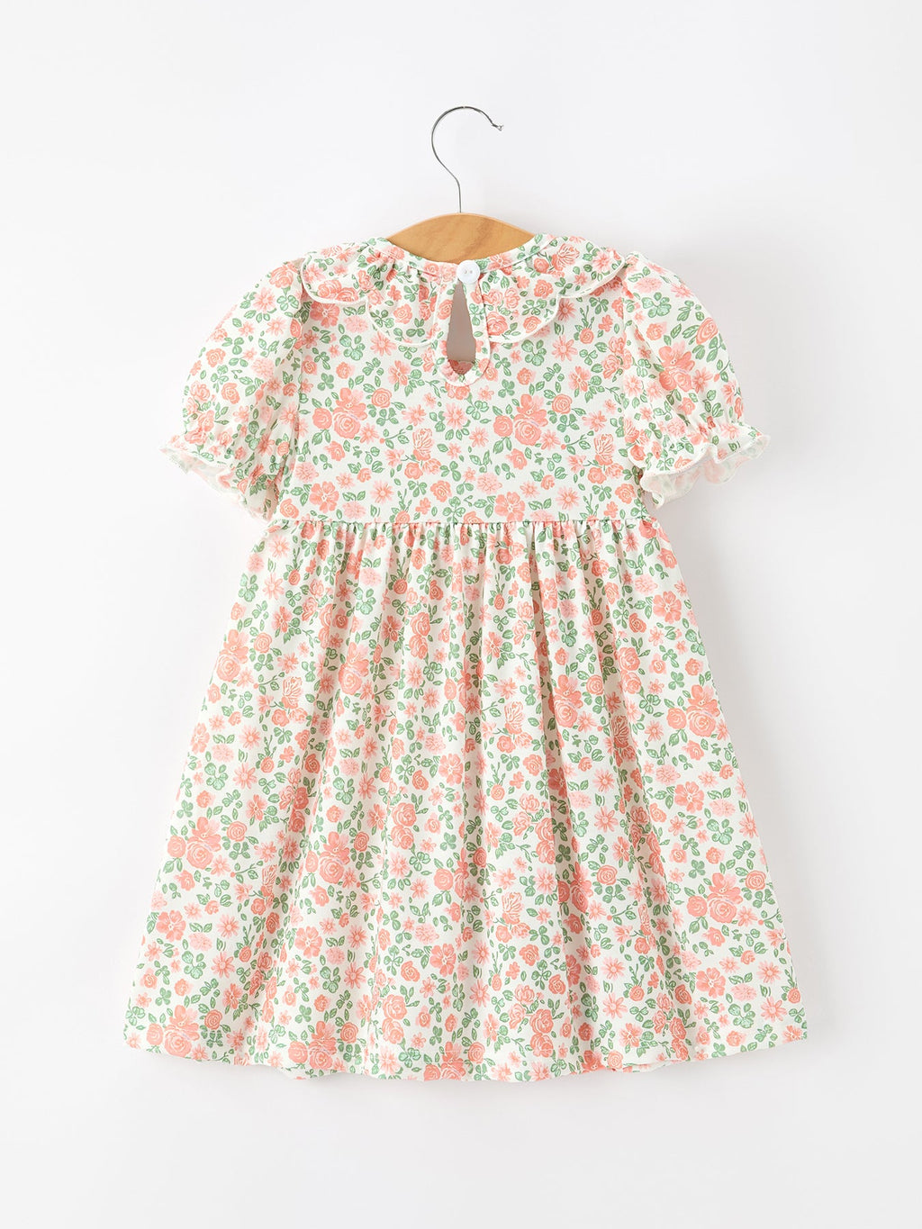 Fall Blush Floral Girls Dress Smocked Petal Collar