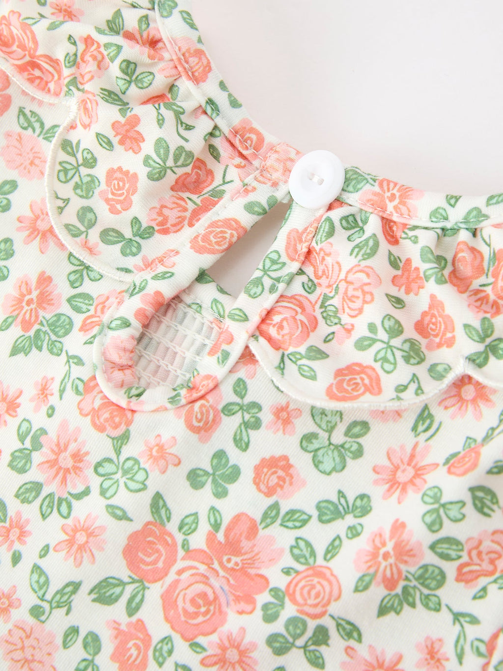 Fall Blush Floral Girls Dress Smocked Petal Collar