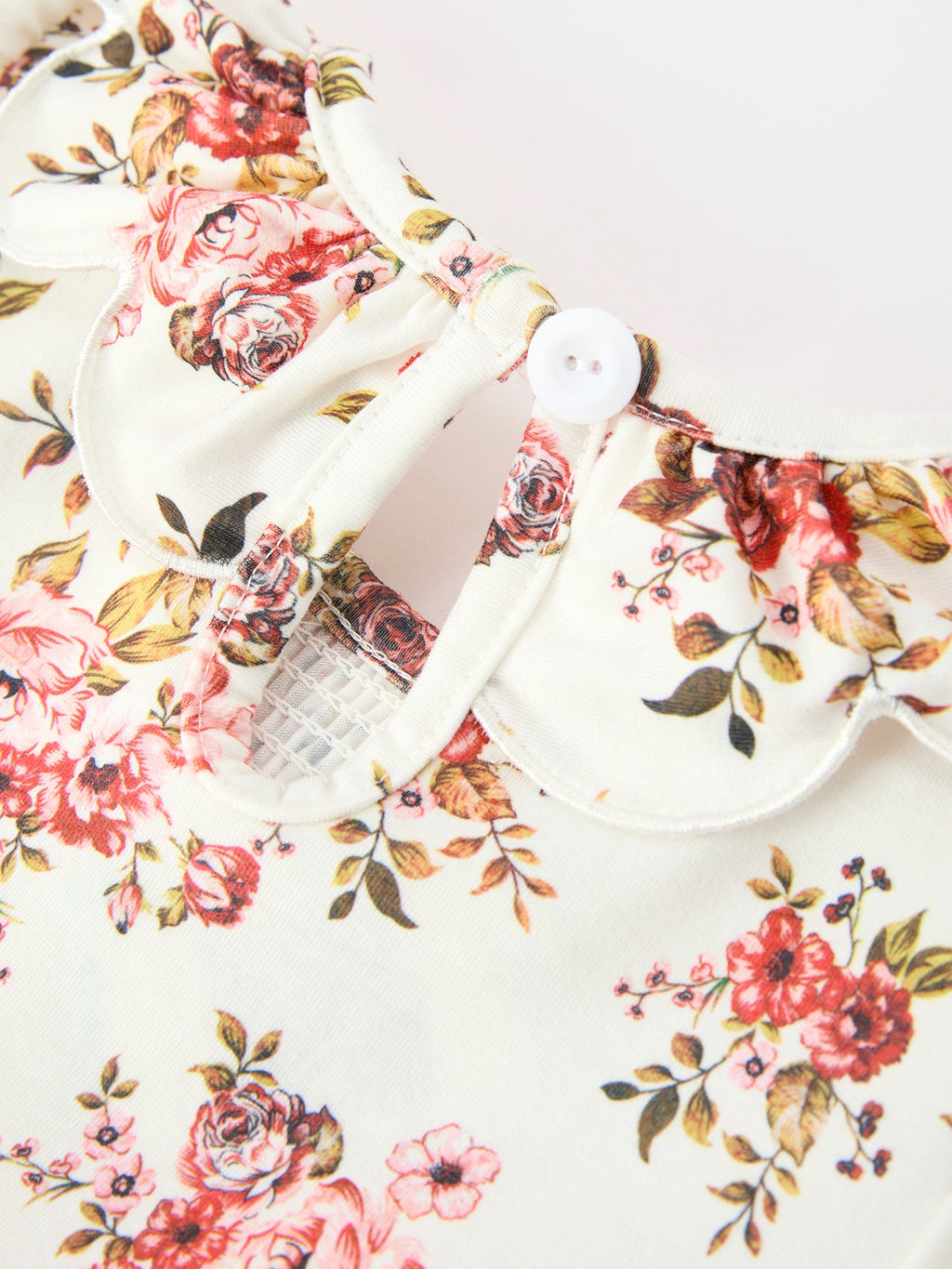 Fall Garden Girls Dress Smocked Petal Collar Bow