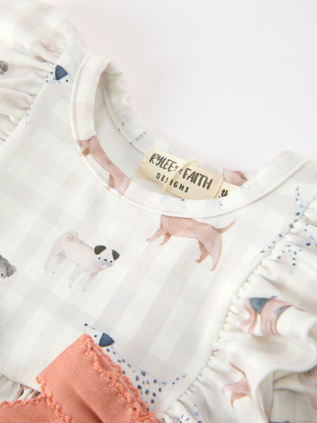 Fall Plaid Dog Print Girls Long Sleeve Romper