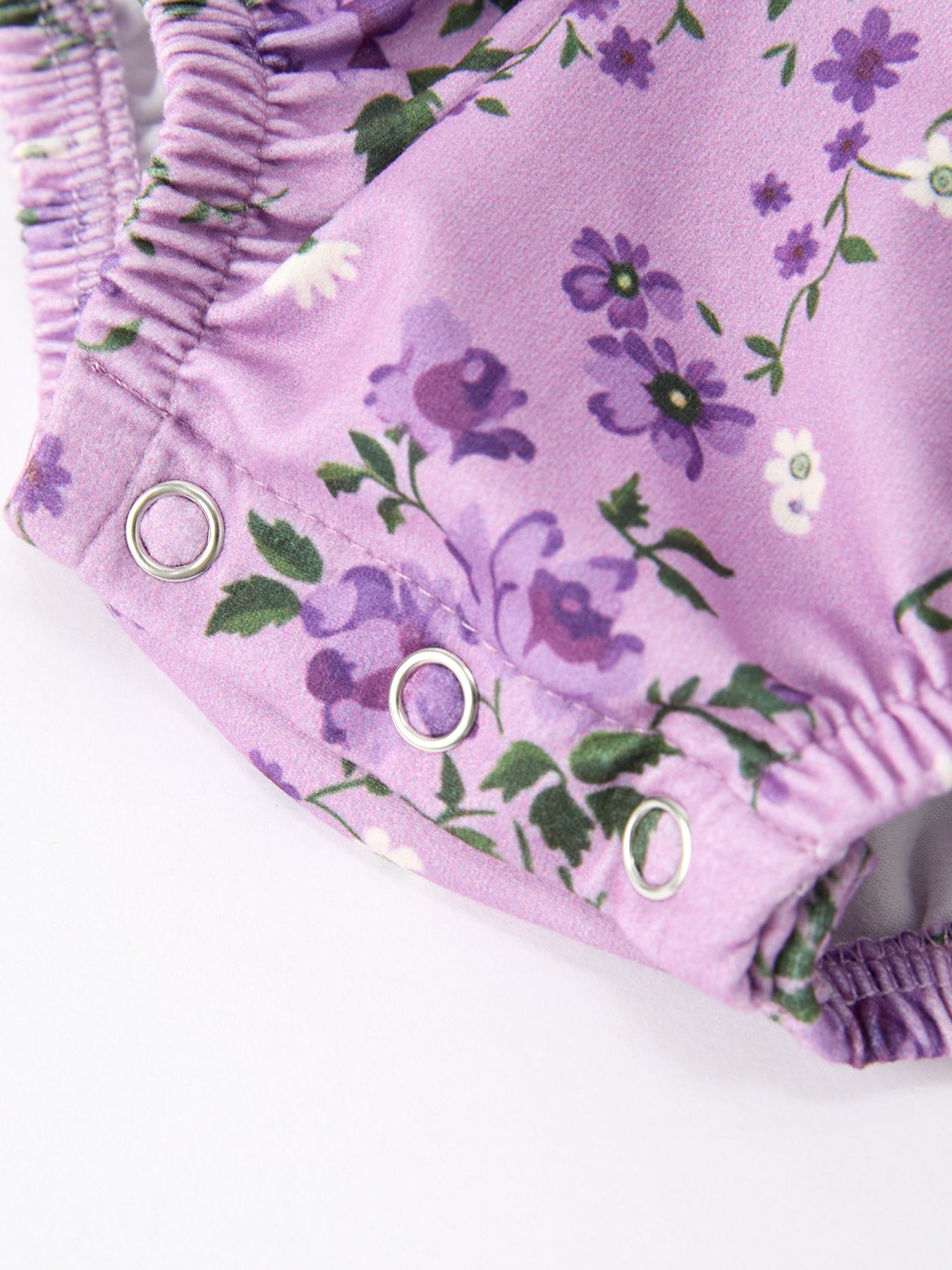 Fall Lavender Floral Print Girls Long Sleeve Romper