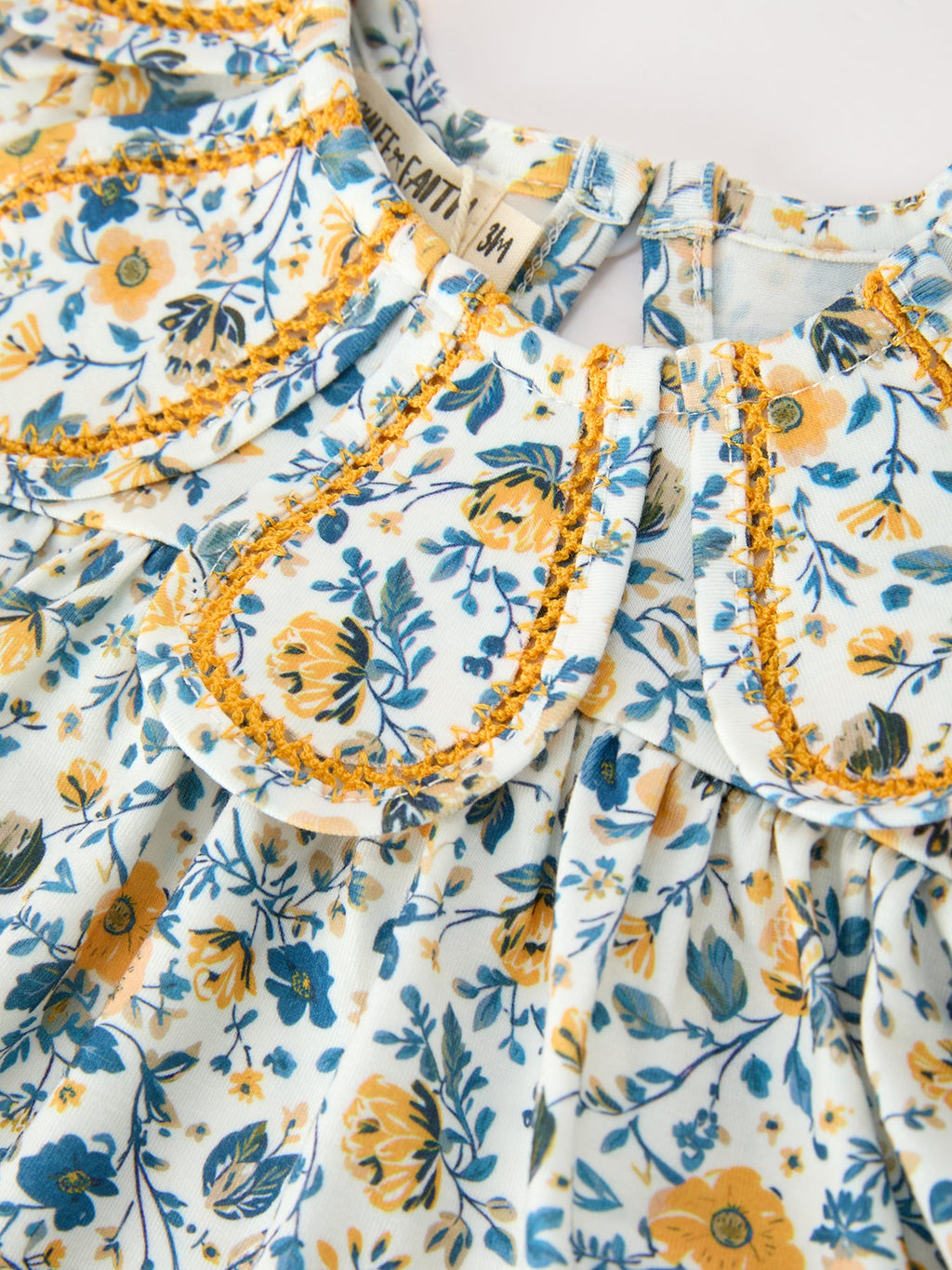 Floral Girls Outfit Set Yellow Puff Sleeve Top Bloomers Set