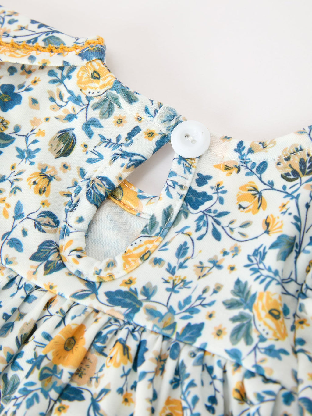 Floral Girls Outfit Set Yellow Puff Sleeve Top Bloomers Set