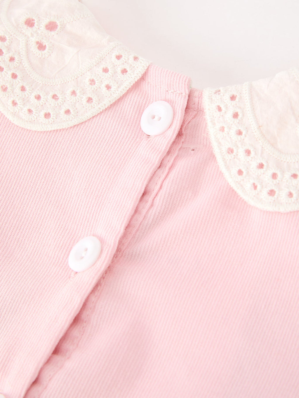 Fall Pink Smocked Girls Dress Peter Pan Collar Long Sleeve Floral Detail