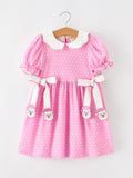 Christmas Girls Santa Bow Peter Pan Collar Dress