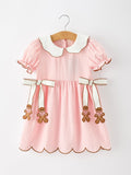 Christmas Girls Gingerbread Peter Pan Collar Dress
