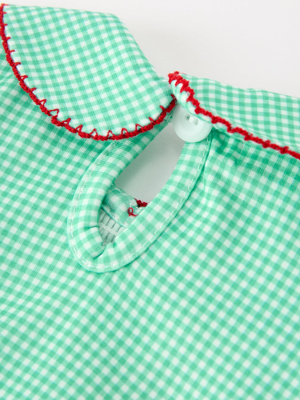 Christmas Girls Green Plaid Smocked Bow Bubble Romper