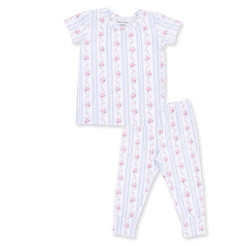 Anna Floral Stripe - Short Sleeve Loungewear Set
