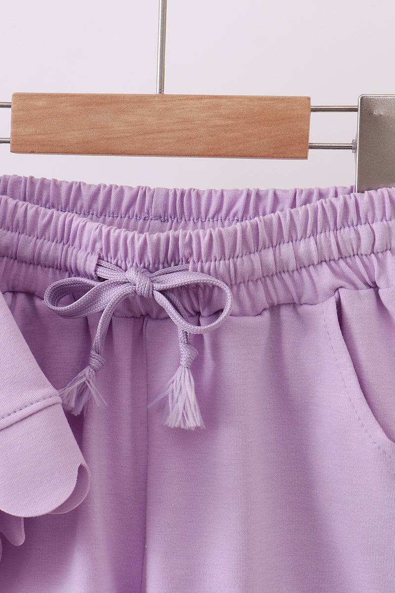 Lavender scalloped mom&me shorts set