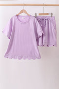 Lavender scalloped mom&me shorts set