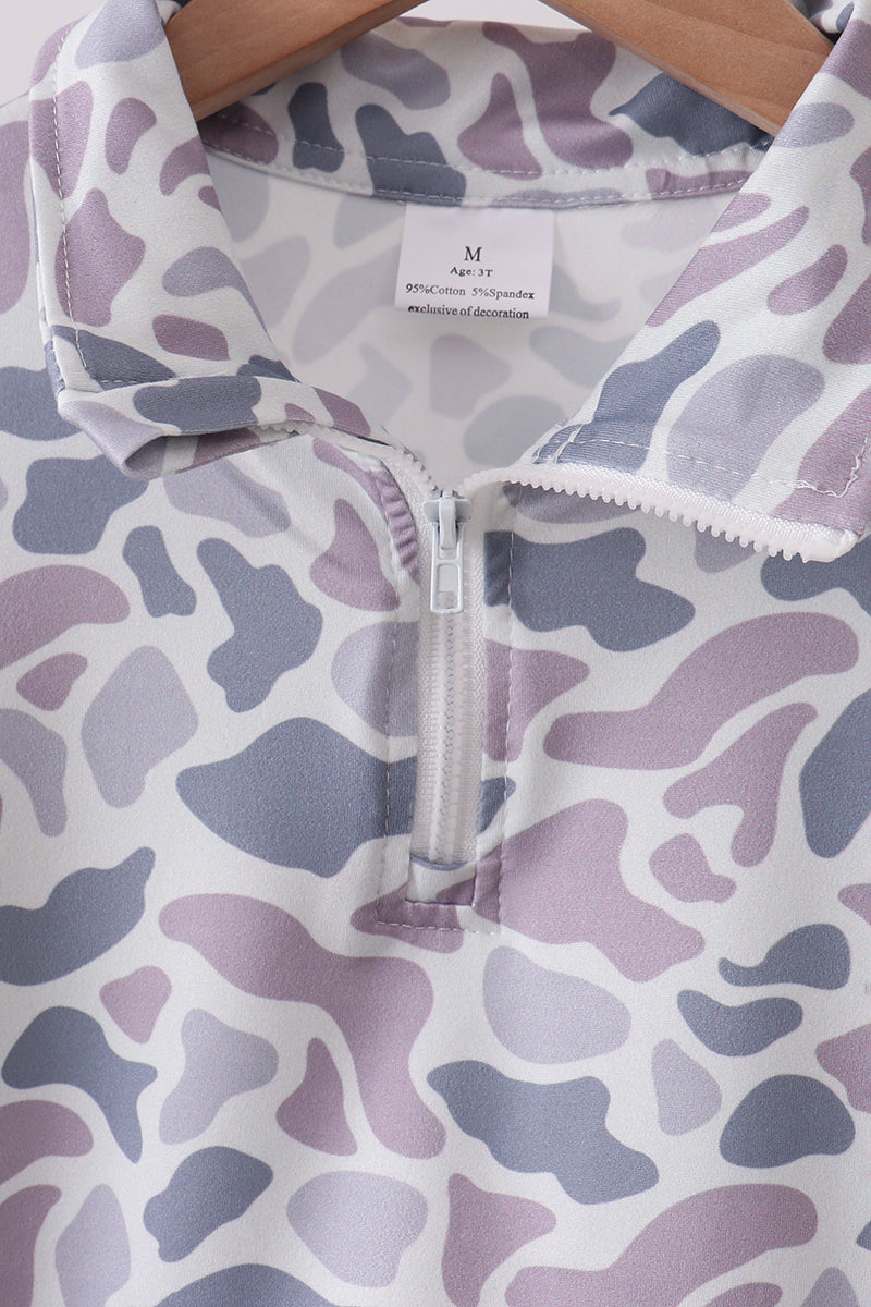 Camo Silky Scalloped Polo Set