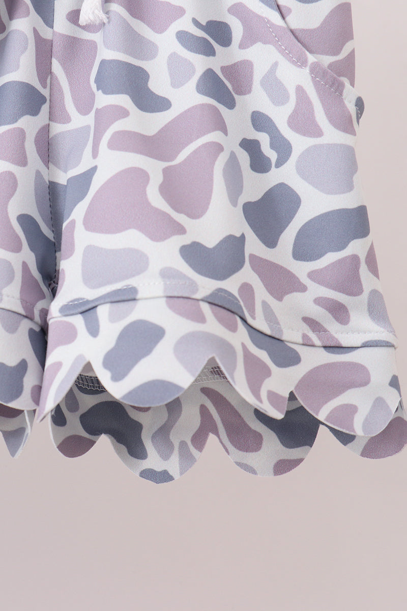 Camo Silky Scalloped Polo Set