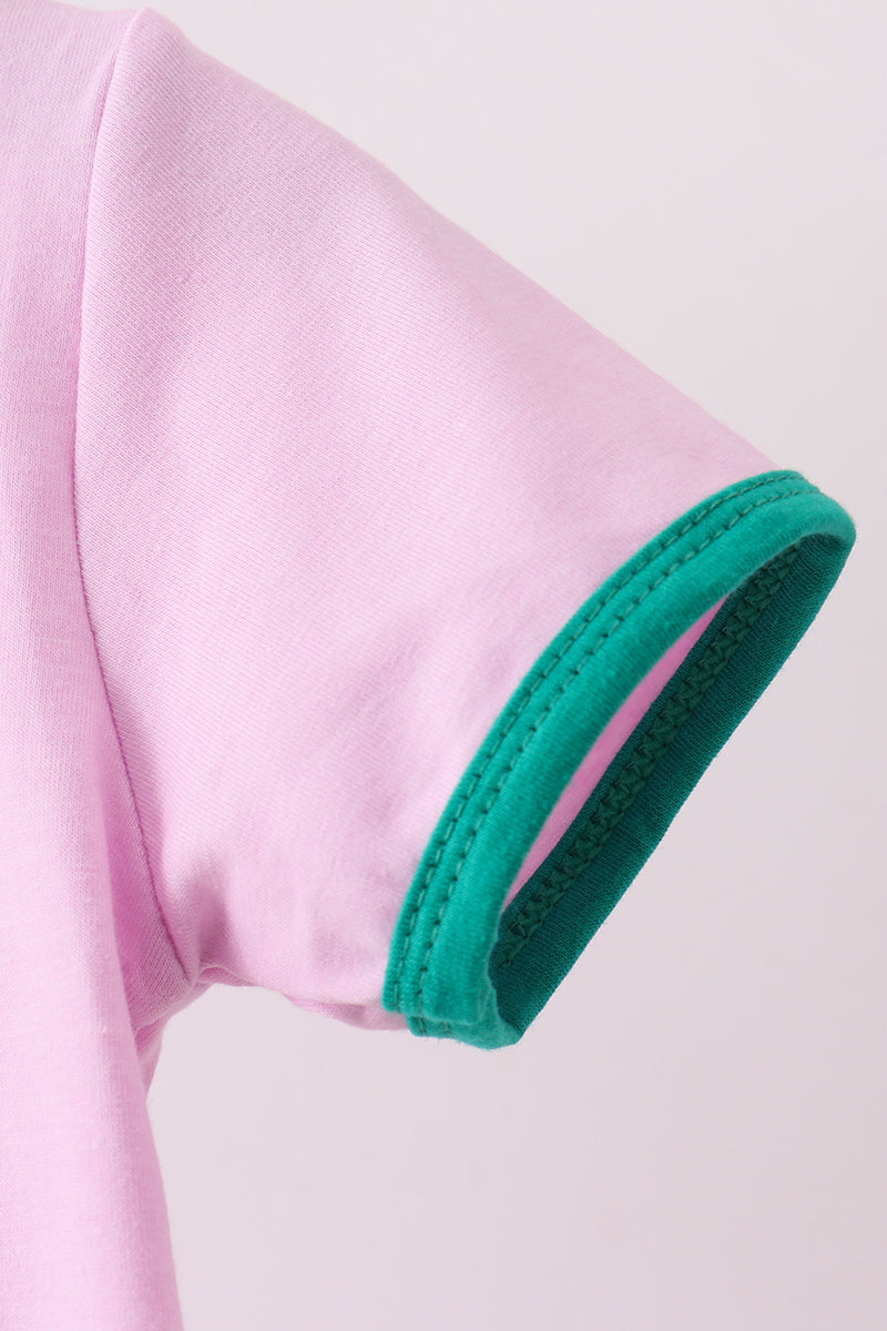 Pink color block Ringer Skorts Set