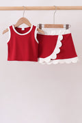 Burgundy Performance Scalloped Skorts Set
