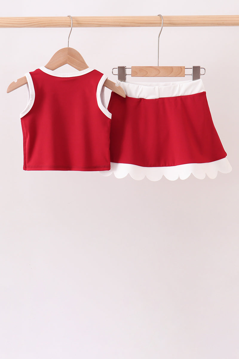 Burgundy Performance Scalloped Skorts Set