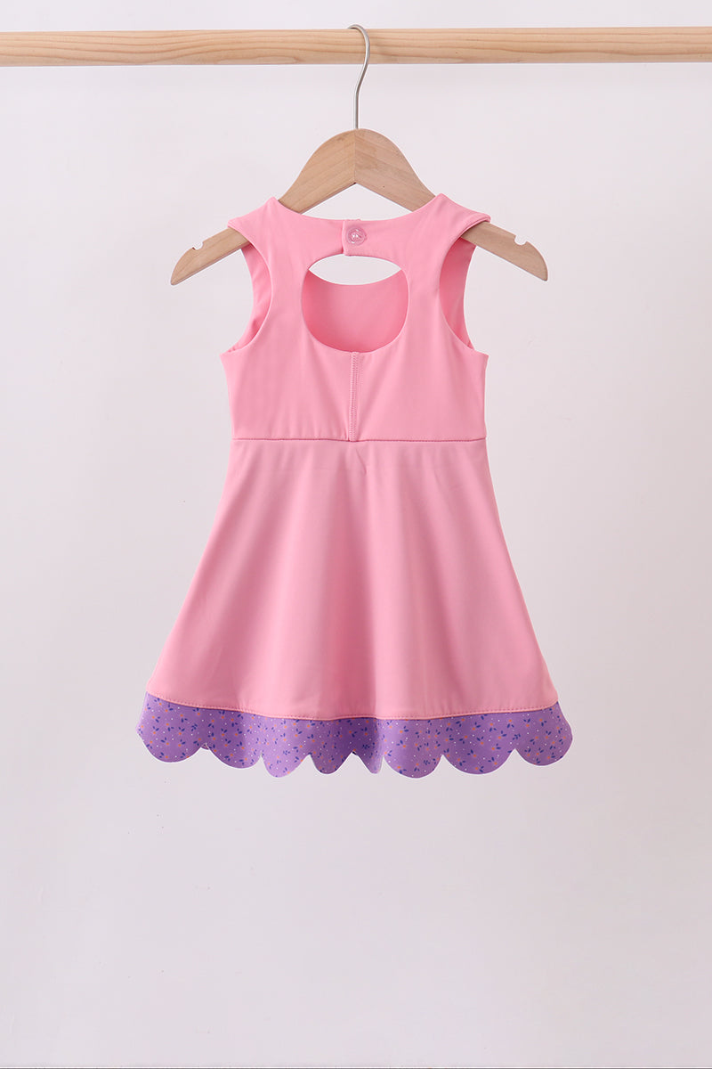 Pink scalloped bow active dress