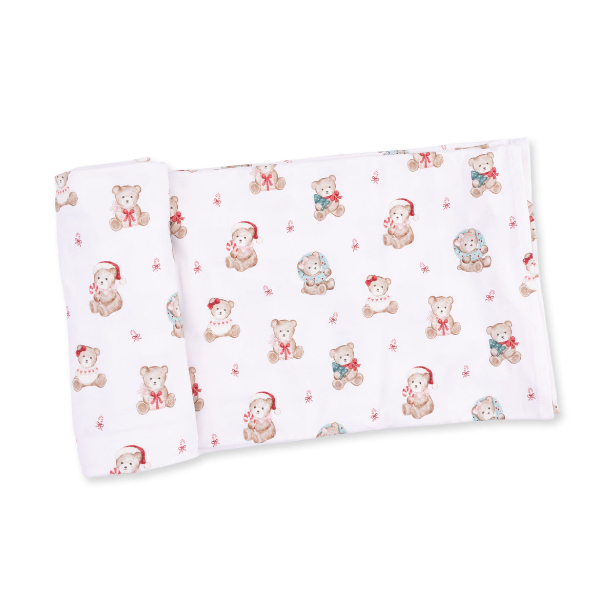 Christmas Teddy Bears Pink - Bamboo - Swaddle Blanket