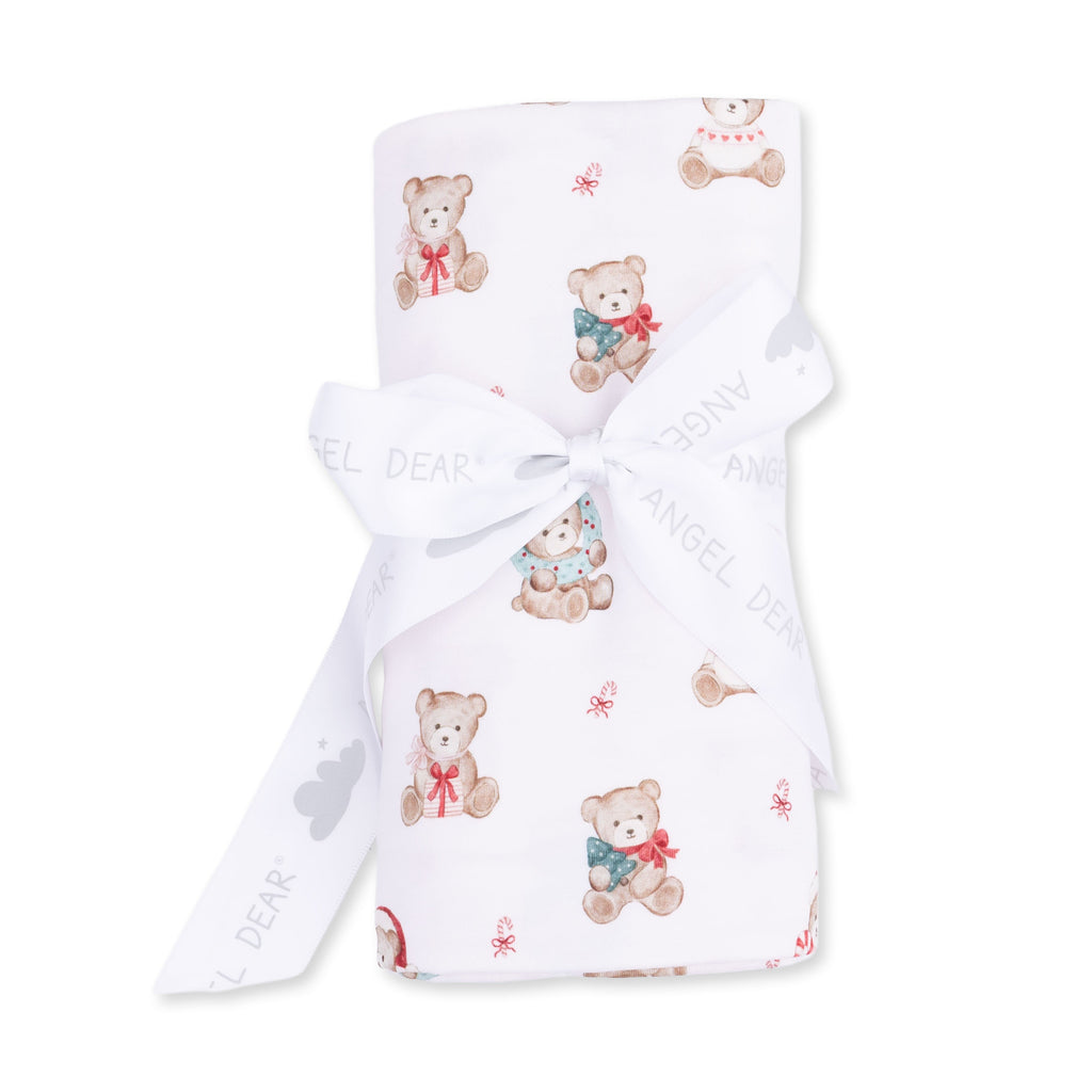 Christmas Teddy Bears Pink - Bamboo - Swaddle Blanket