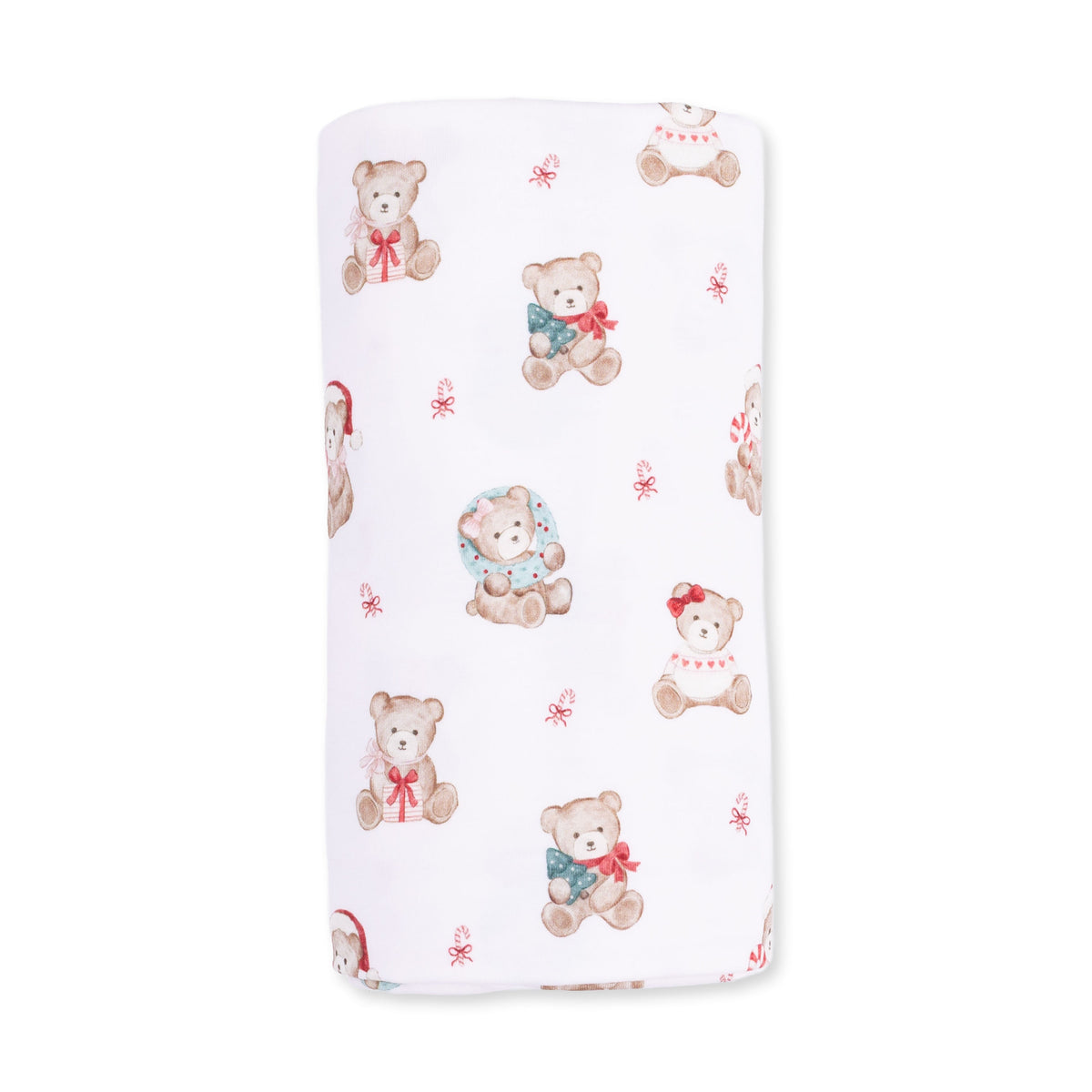 Christmas Teddy Bears Pink - Bamboo - Swaddle Blanket