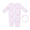 Golf Toile Pink - Convertible Gown and Knot Headband