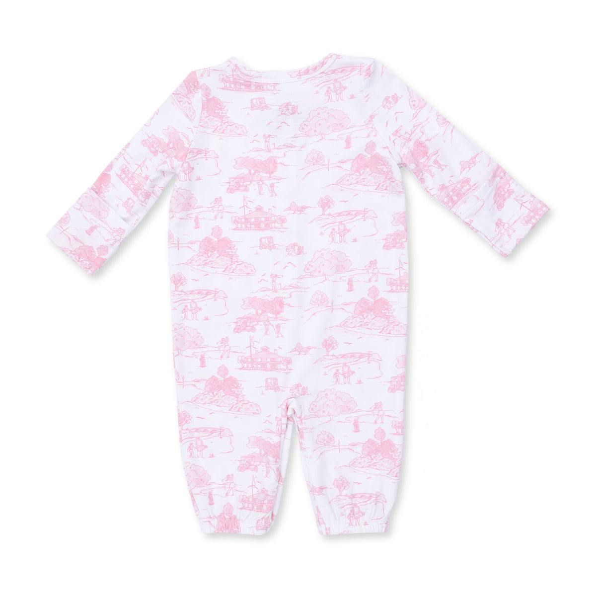 Golf Toile Pink - Convertible Gown and Knot Headband