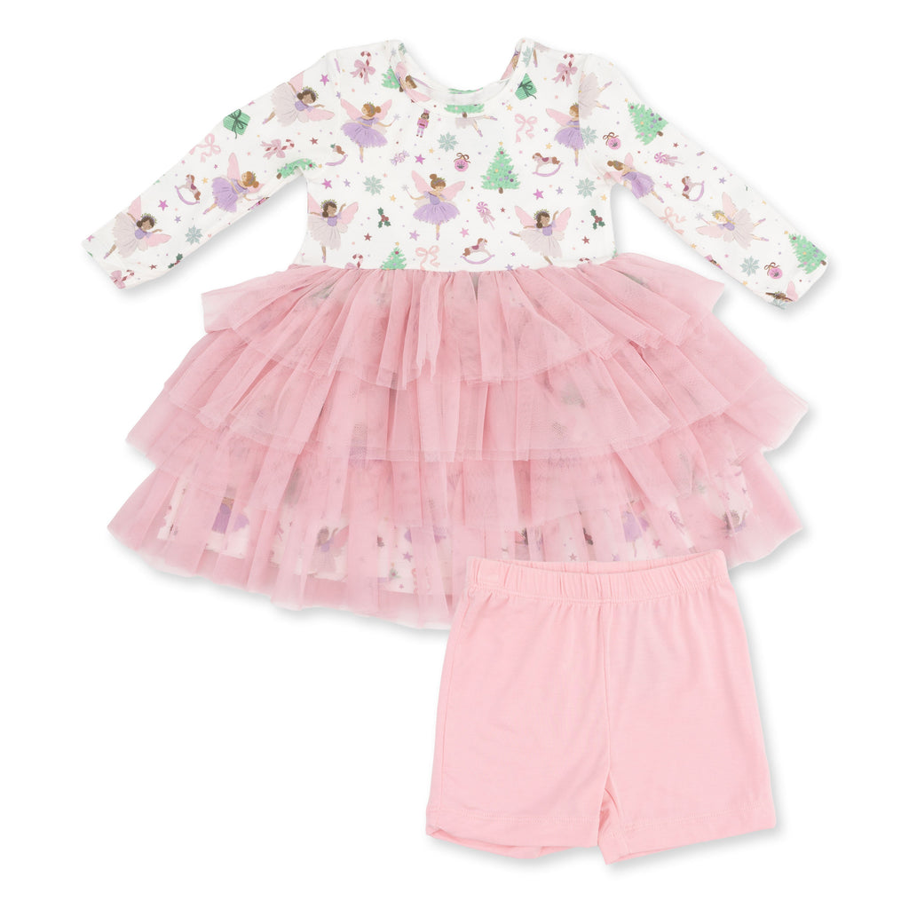 Sugar Plum Fairies - Bamboo - Twirly Long Sleeve Tutu Dress with Cartwheel Short