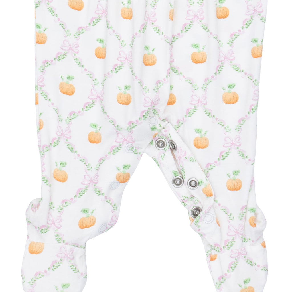 Pretty Pumpkin Trellis - Smocked Peter Pan Snap Footie