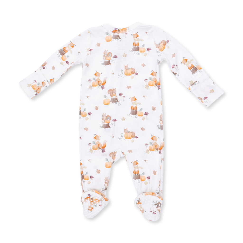 Woodland Animals with Pumpkins - 2 Way Zipper Footie