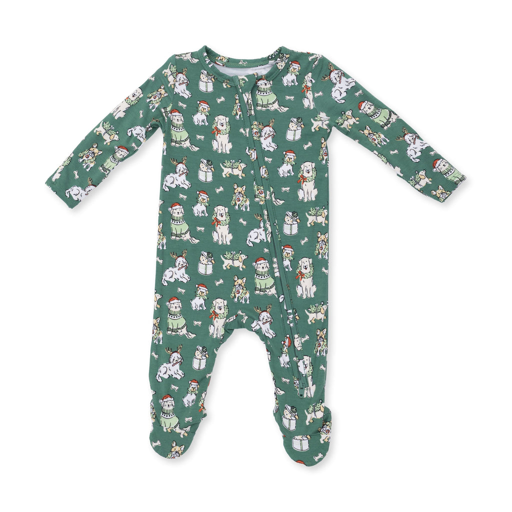 Christmas Dogs Uni - Bamboo - 2 Way Zipper Footie