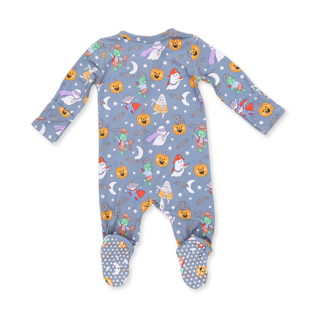 Halloween Monster Dress Up Blue - 2 Way Zipper Footie