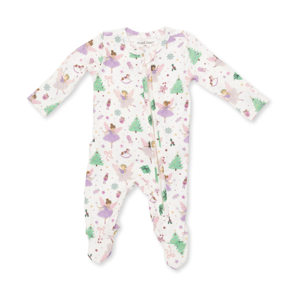 Sugar Plum Fairies - Bamboo - 2 Way Ruffle Back Zipper Footie